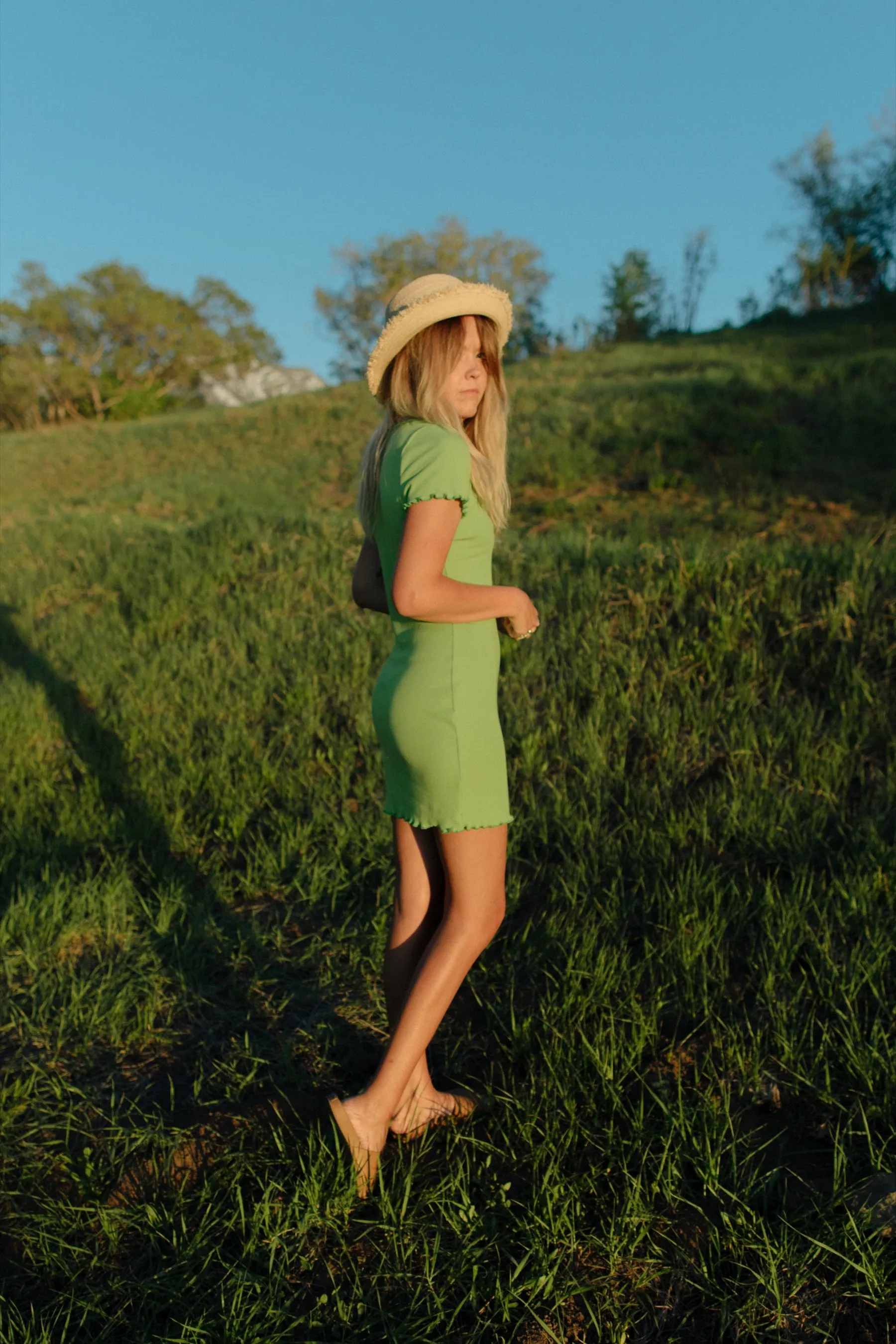 Lime Ribbed Mini Dress