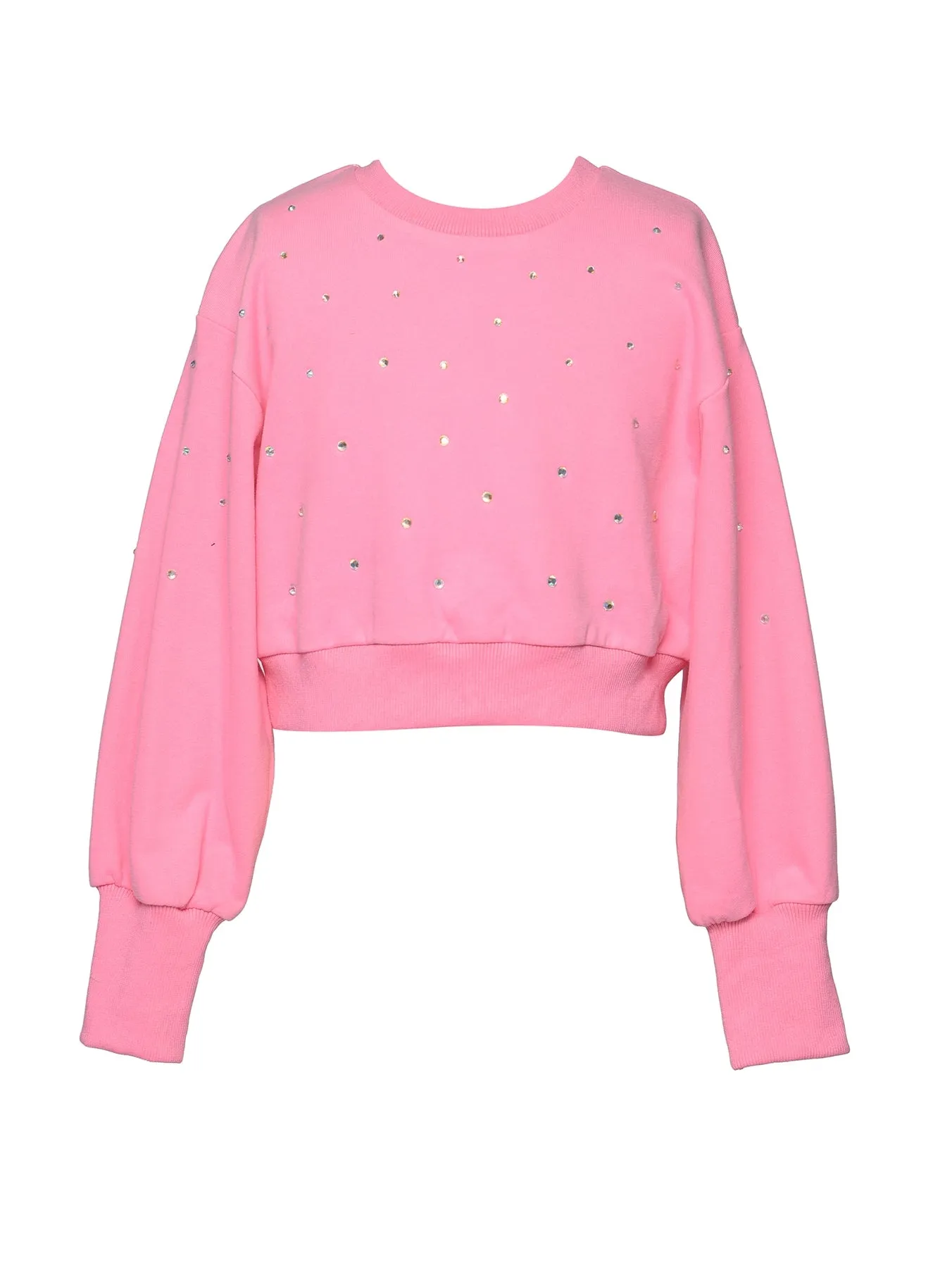 Little l Big l Tween Girl’s Rhinestone Semi Crop Pullover