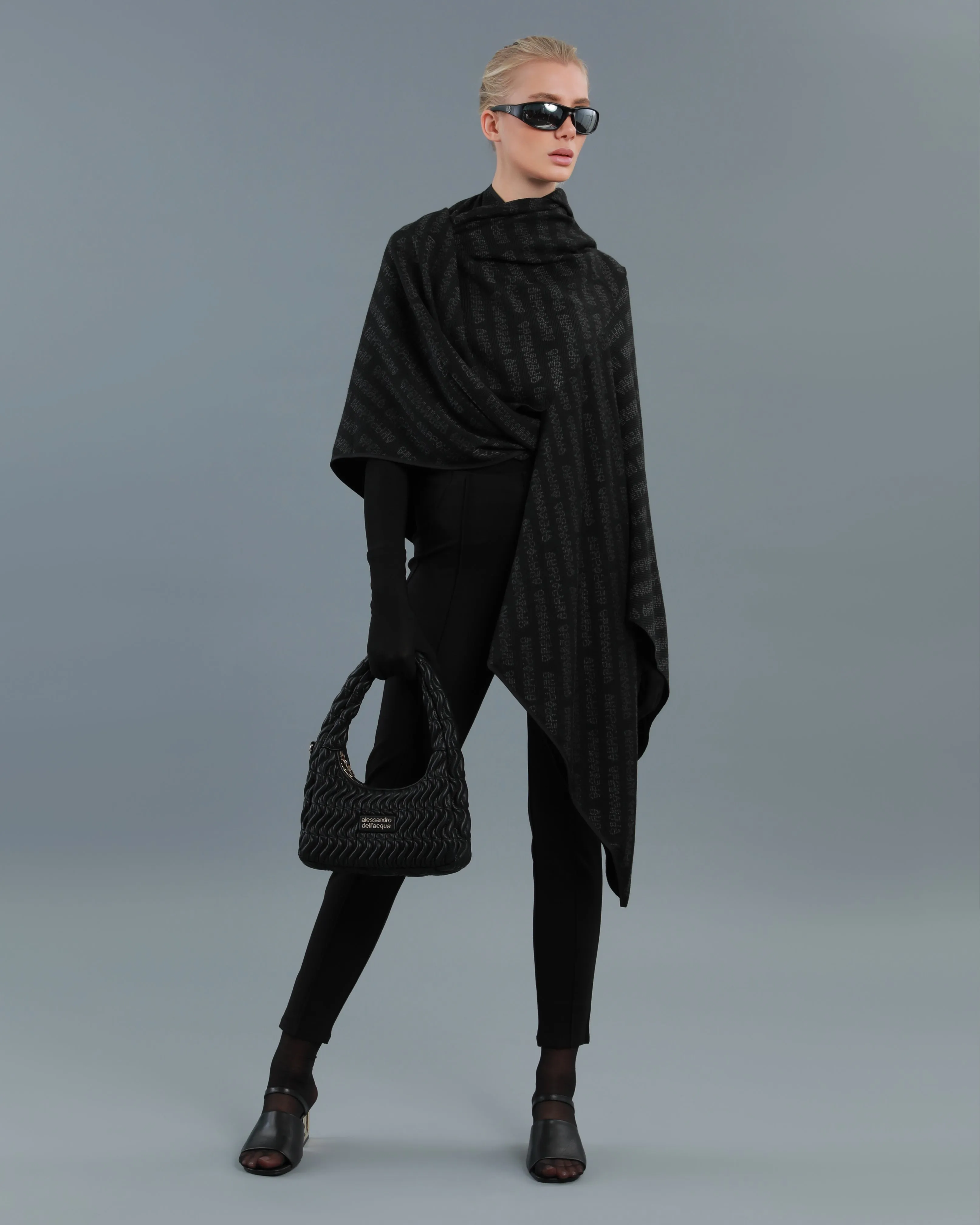 Logo All-Over Ribbed Poncho