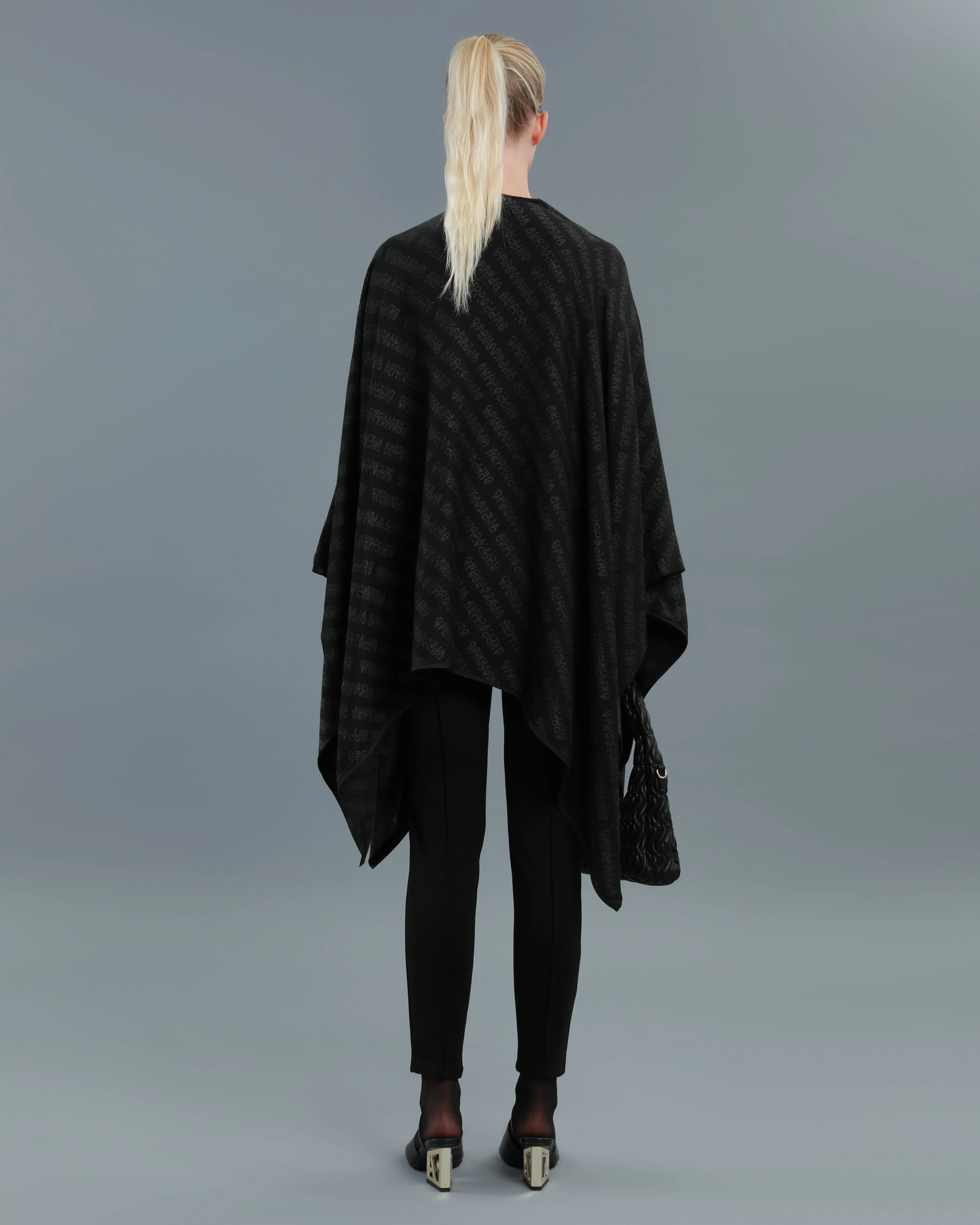 Logo All-Over Ribbed Poncho