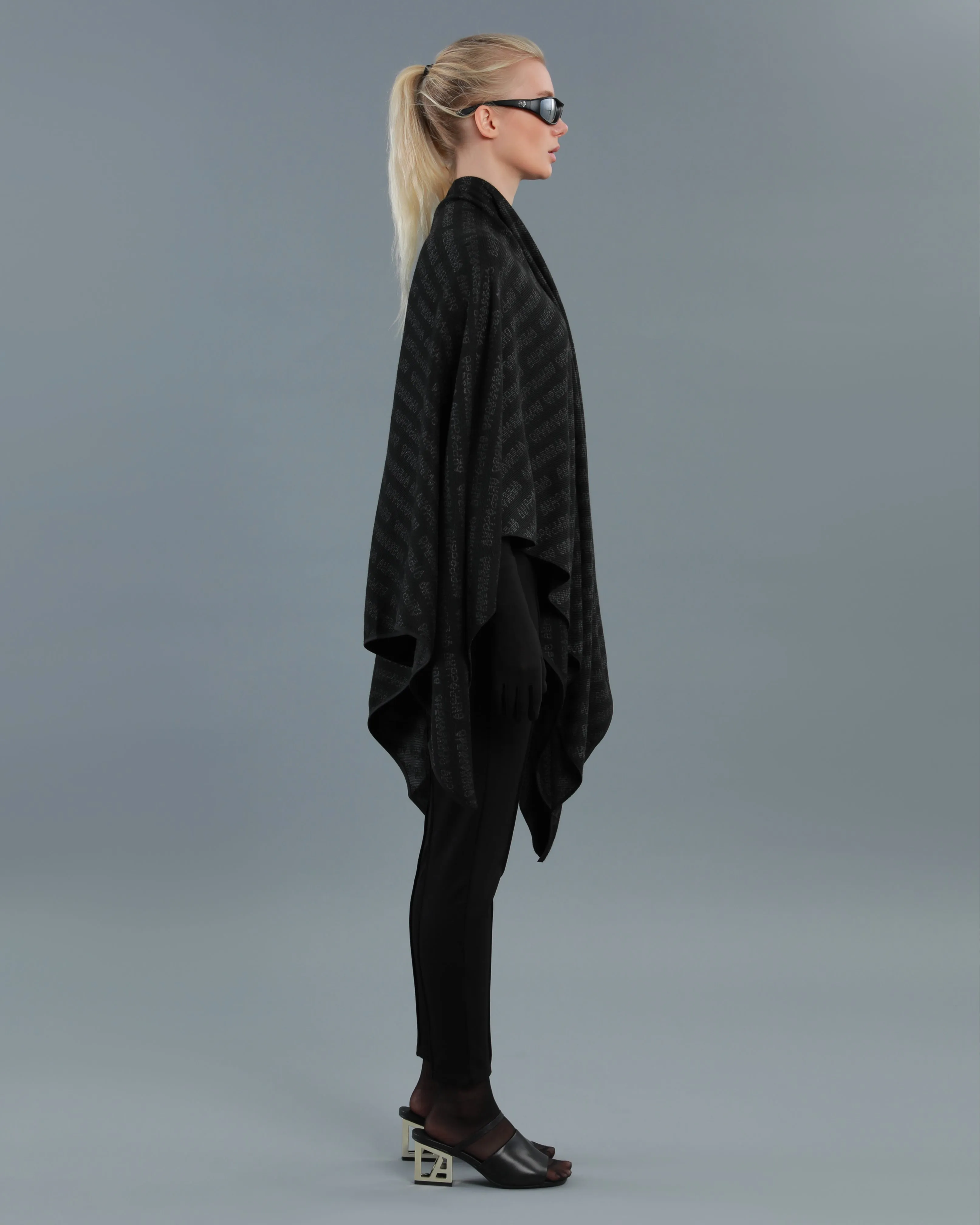 Logo All-Over Ribbed Poncho