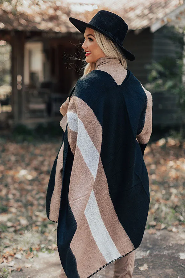 London Fog Color Block Poncho