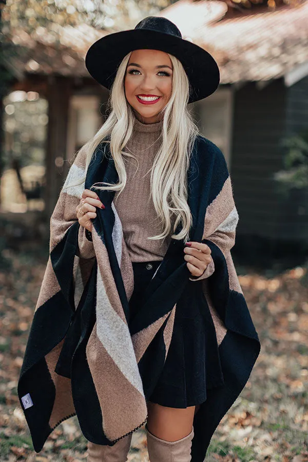 London Fog Color Block Poncho