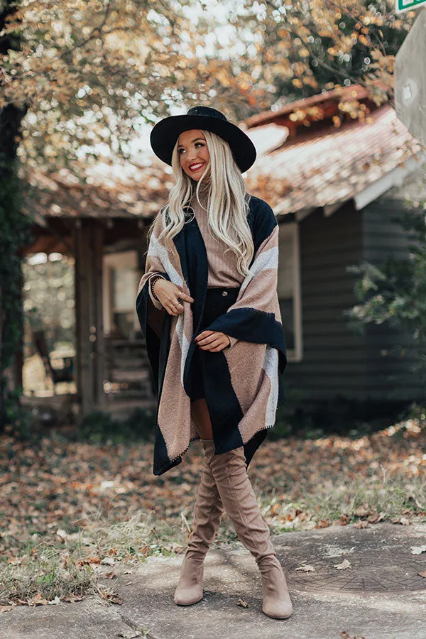 London Fog Color Block Poncho