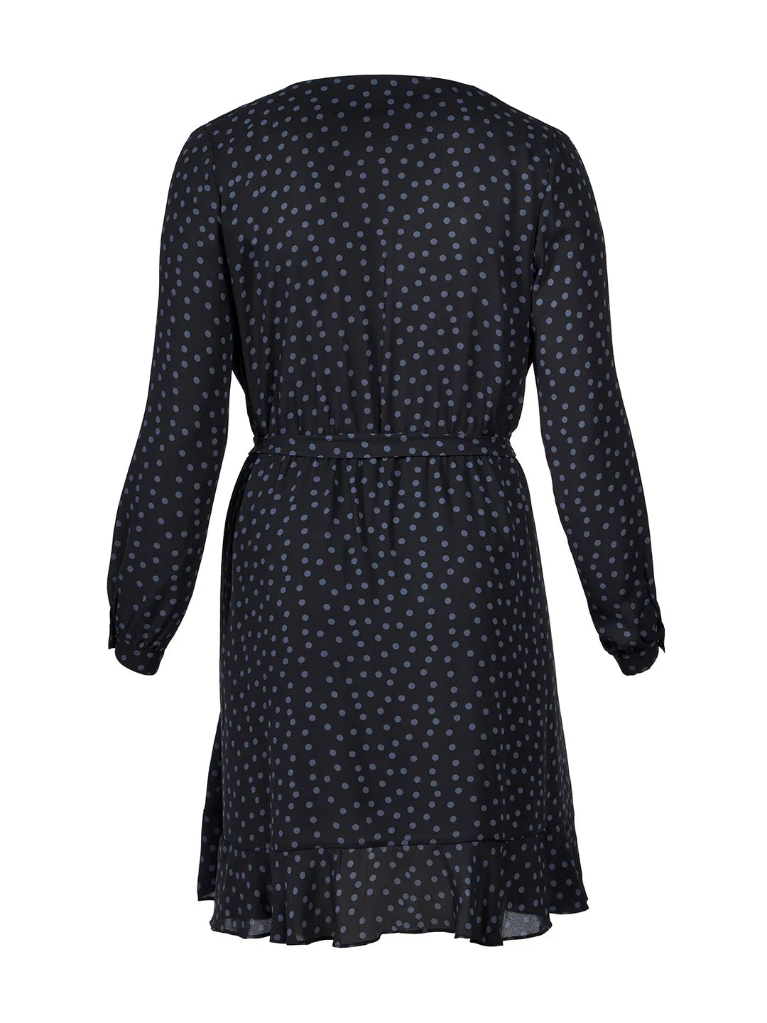 Long Sleeve Polka Dot Wrap Dress