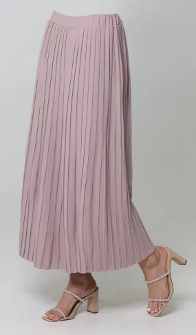 Lulu Pleated Long Maxi Skirt - Dusty Rose