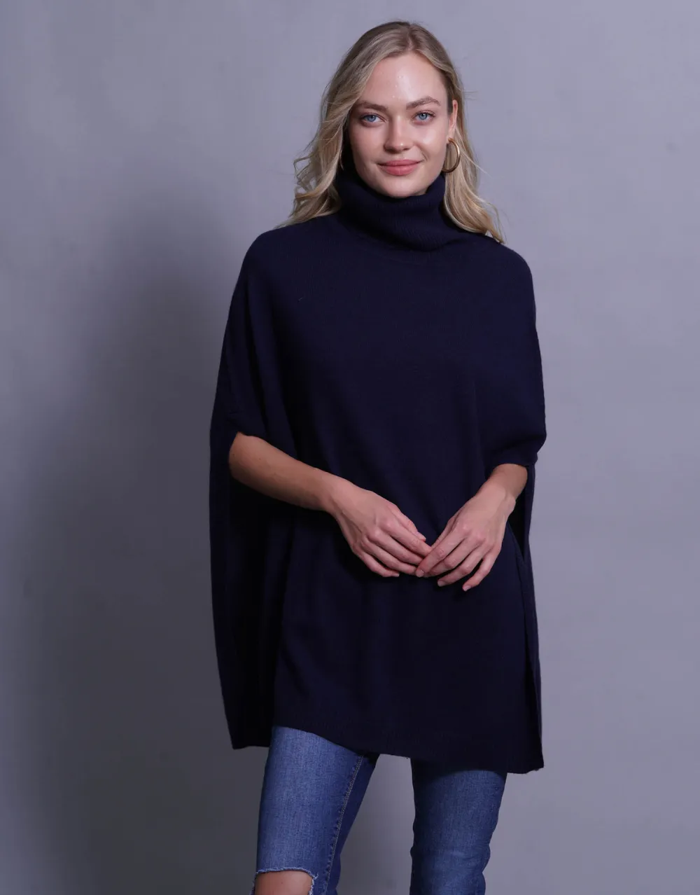 Mary Poncho in Dark Navy