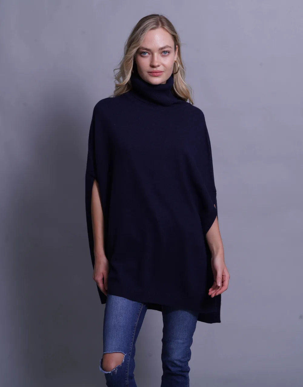 Mary Poncho in Dark Navy