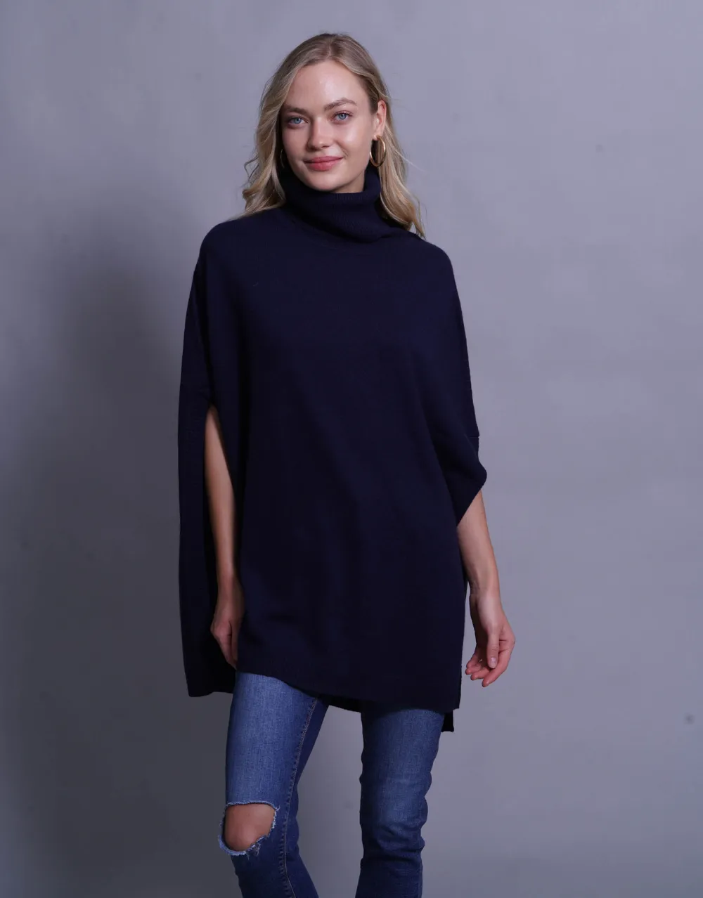 Mary Poncho in Dark Navy