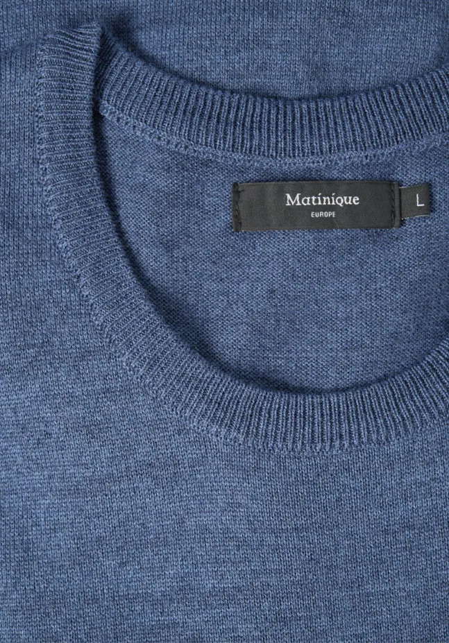 Matinique® MAPetro Merino Blend Crew Knit Jumper/Dust Blue - New AW23