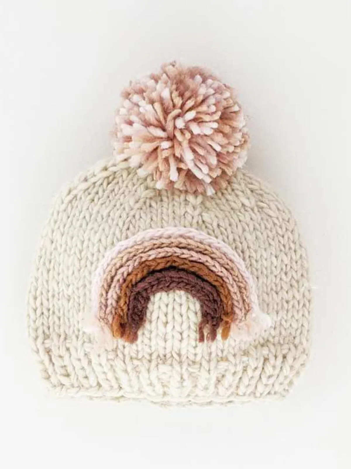 Mauve Rainbow Knit Pom Hat