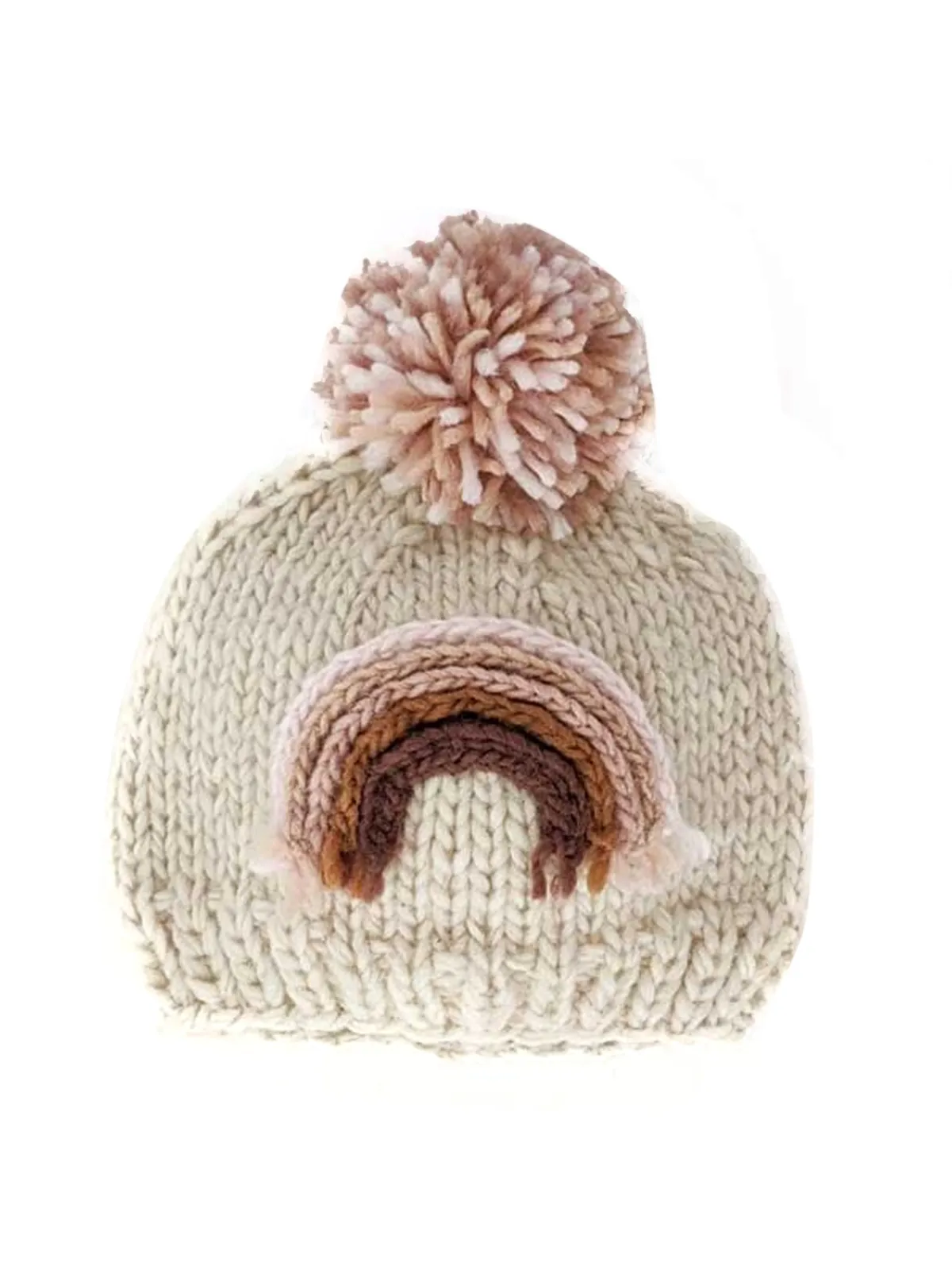 Mauve Rainbow Knit Pom Hat