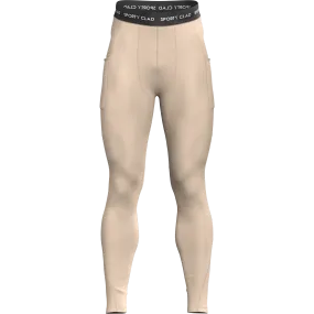 Men's Beige Thermal Base Layer Compression Leggings