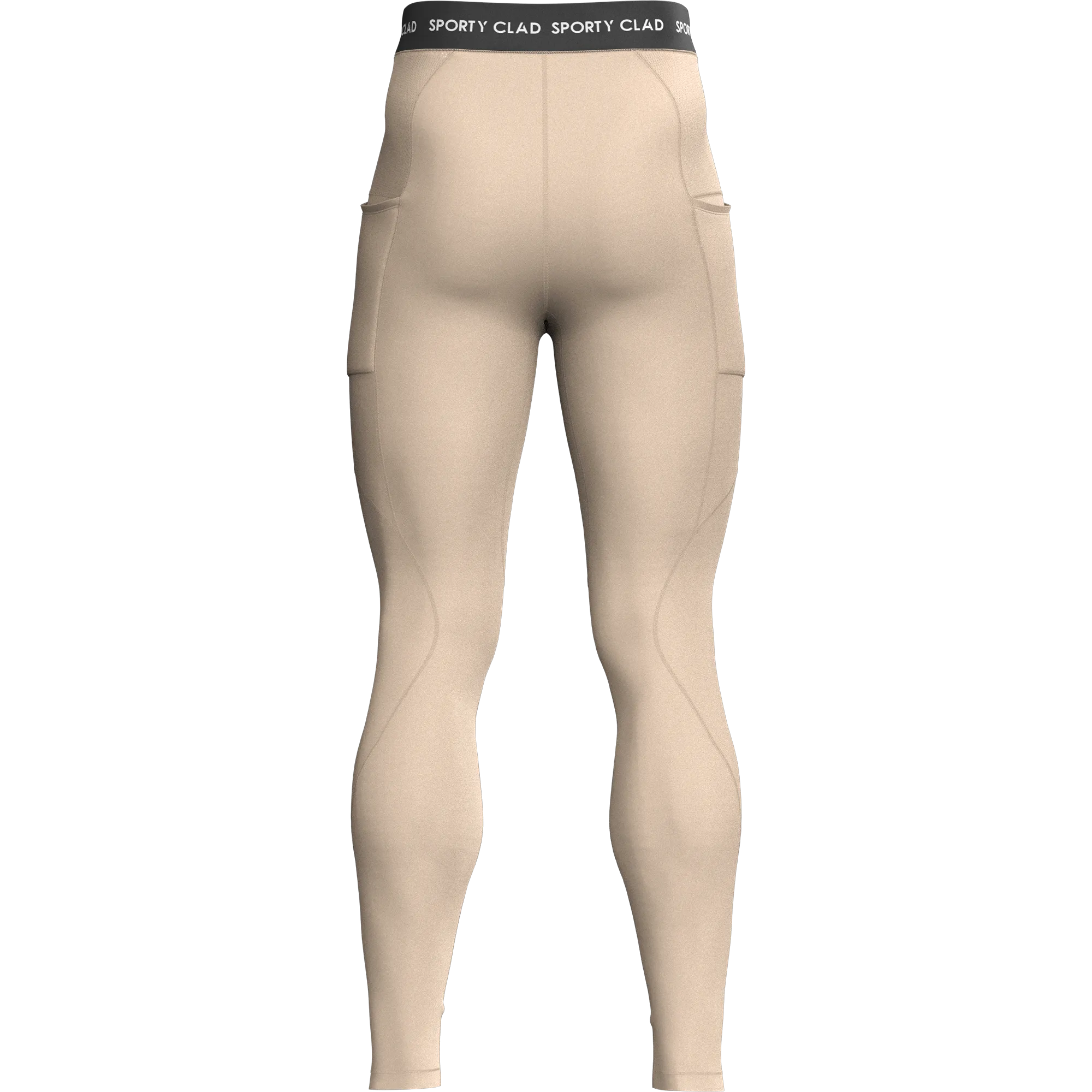 Men's Beige Thermal Base Layer Compression Leggings