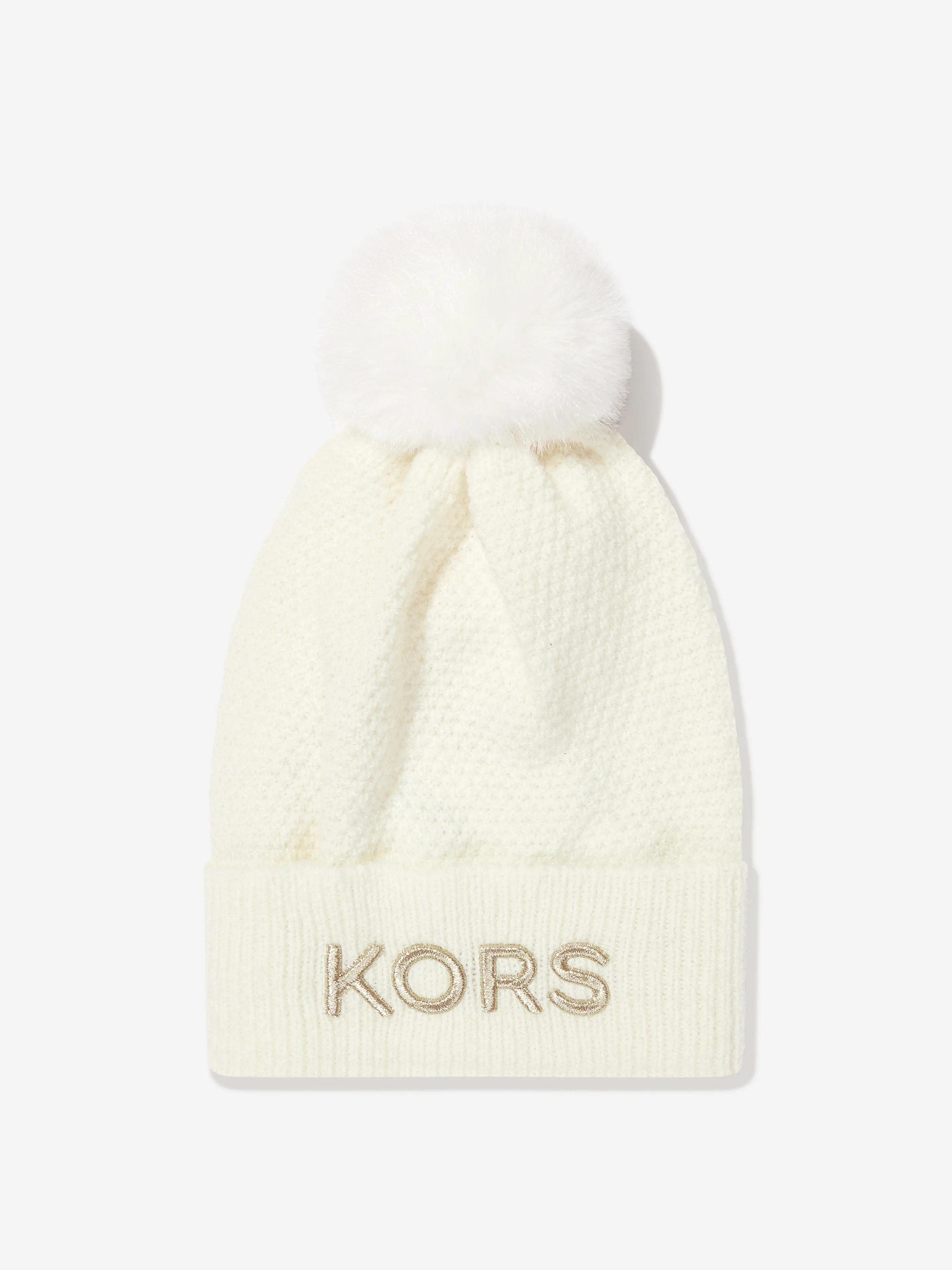 Michael Kors Girls Logo Pull On Hat in Cream