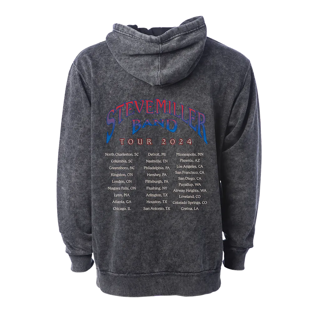 Mineral Wash Black Pull Hoodie Pegasus Triangle Tour 2024