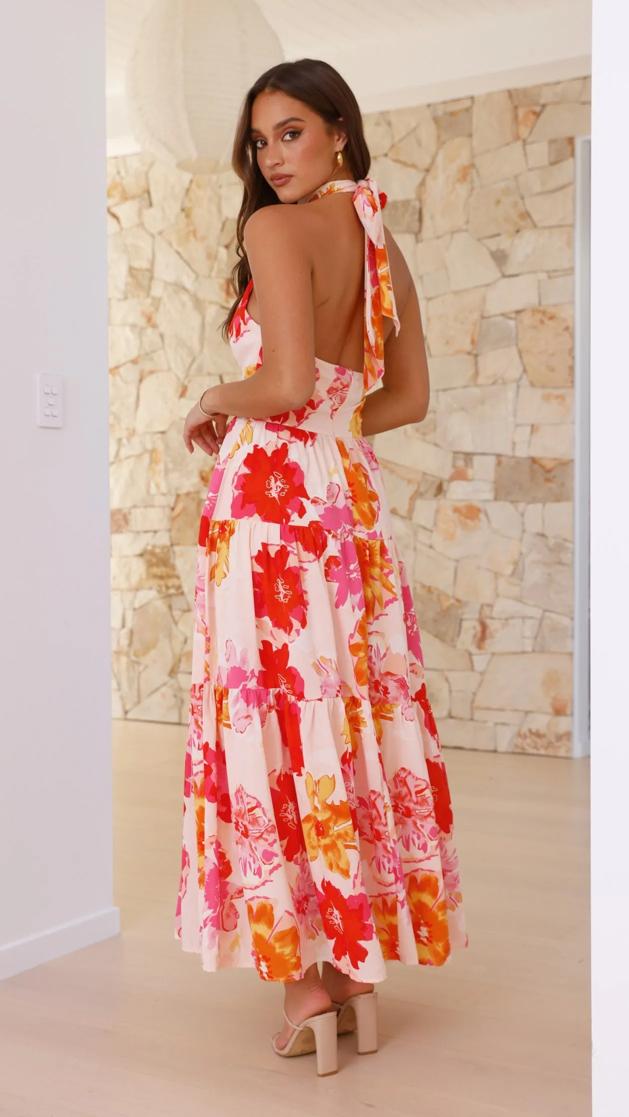 Najila Maxi Dress - Pink / Orange Floral