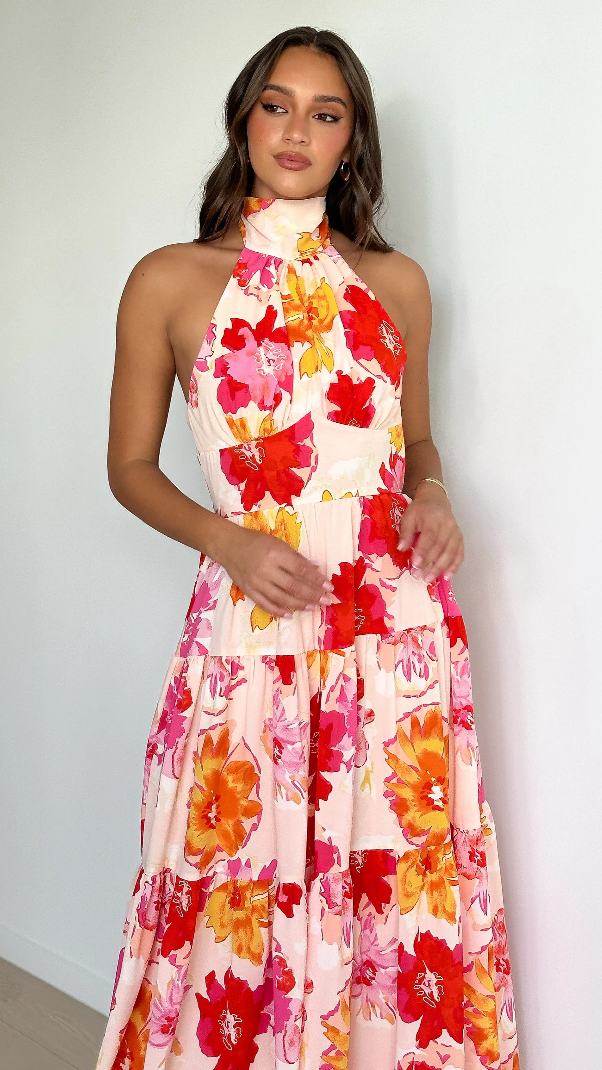 Najila Maxi Dress - Pink / Orange Floral