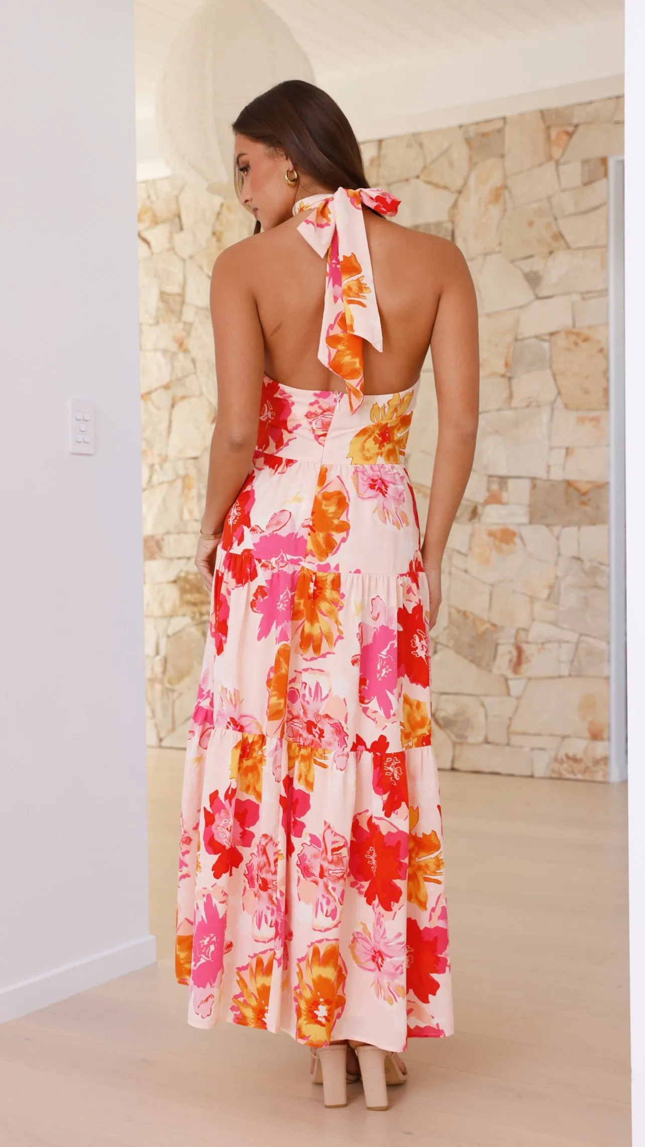 Najila Maxi Dress - Pink / Orange Floral