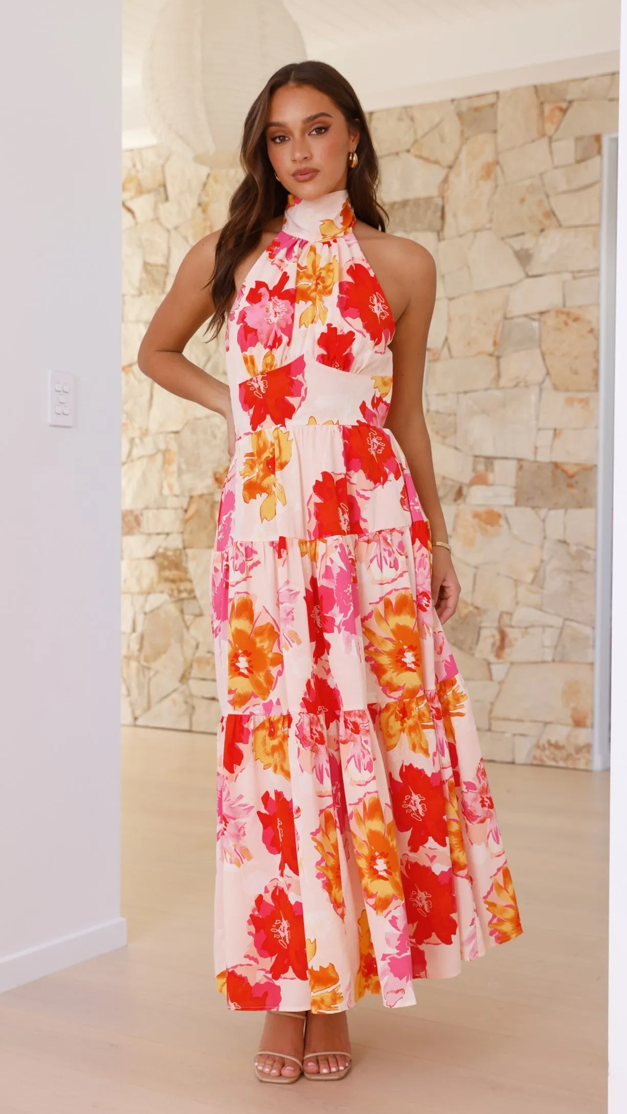 Najila Maxi Dress - Pink / Orange Floral