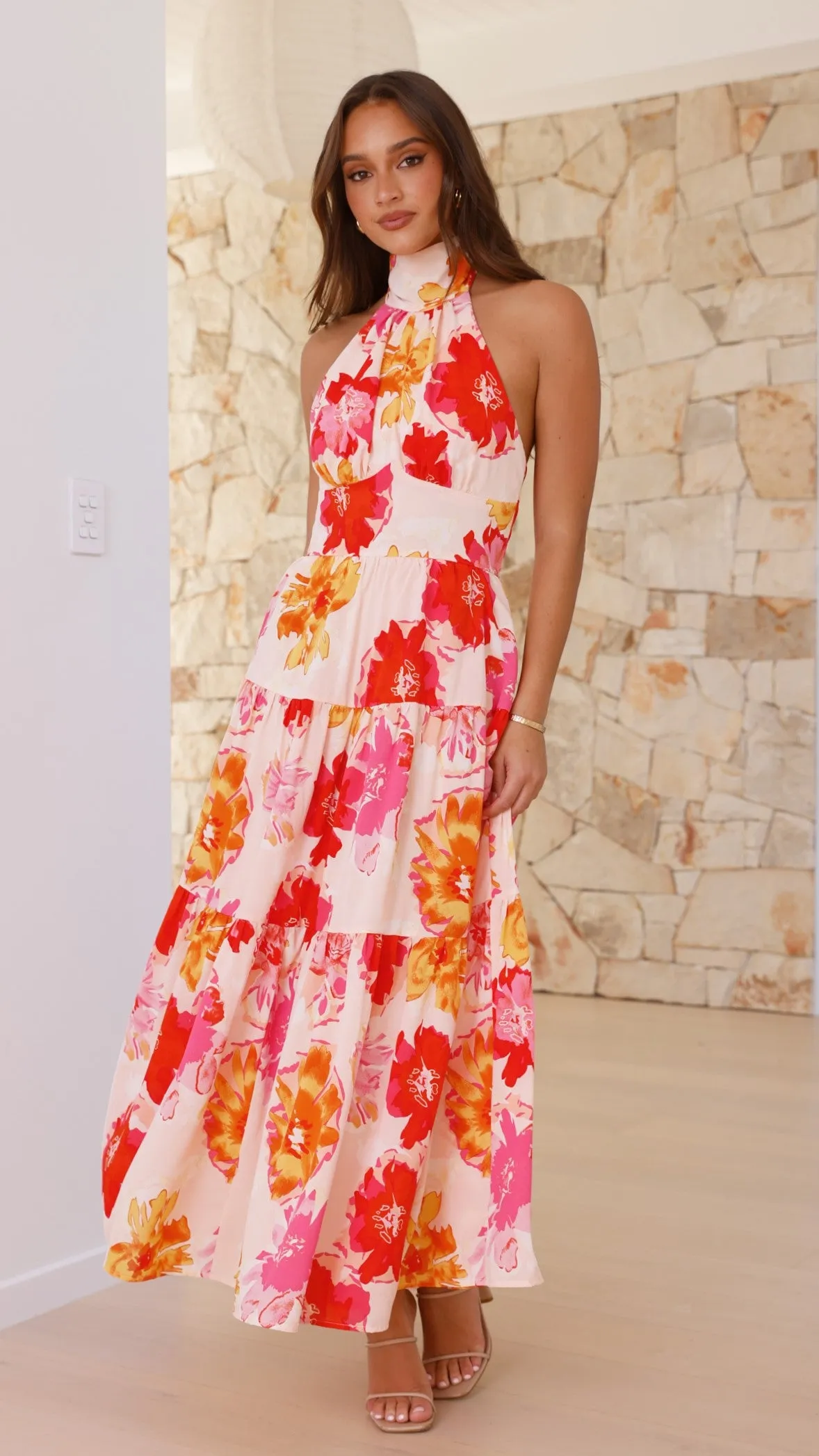 Najila Maxi Dress - Pink / Orange Floral