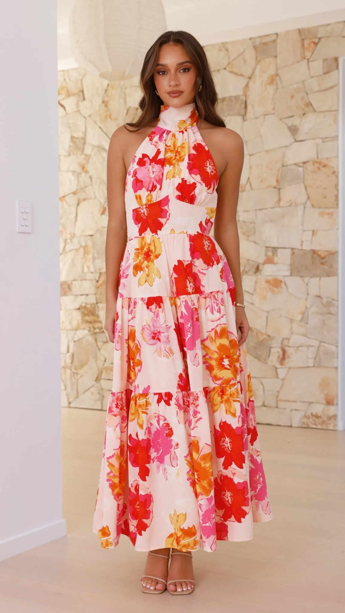 Najila Maxi Dress - Pink / Orange Floral