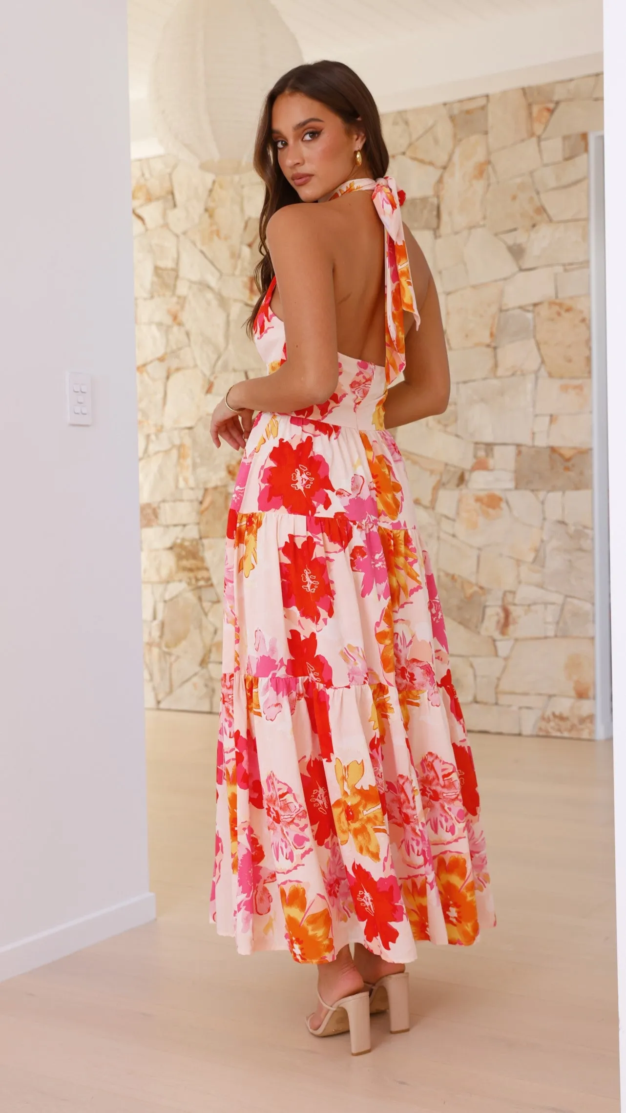 Najila Maxi Dress - Pink / Orange Floral