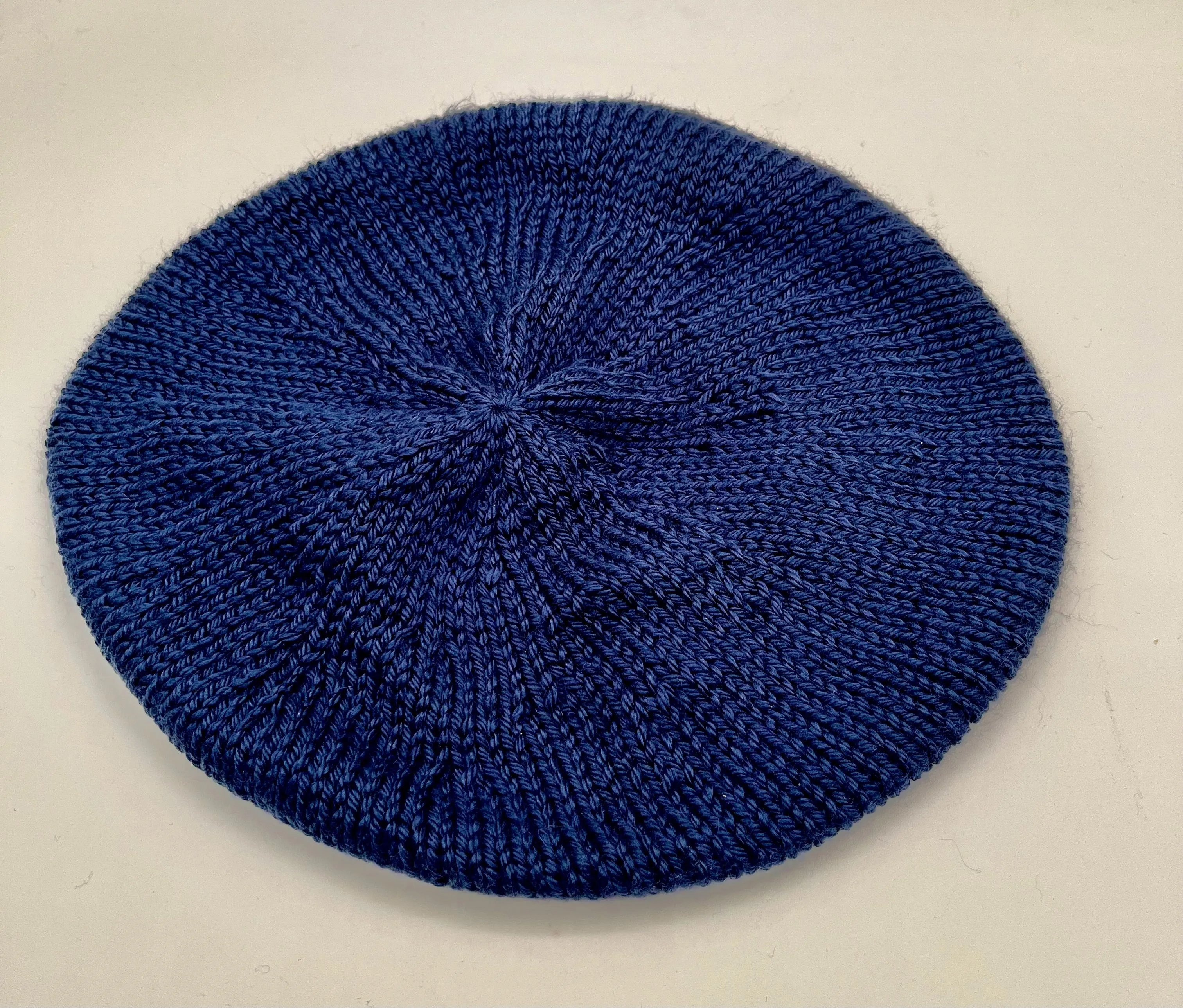 Navy Acrylic Stockinette Knit Slouch Hat