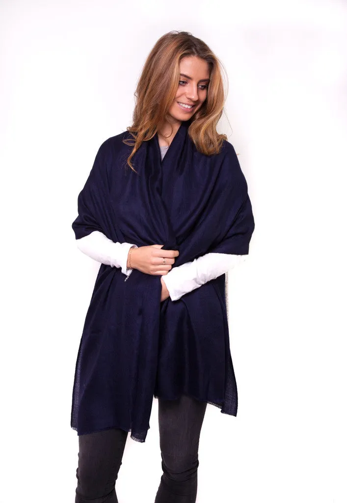 Navy Full Cashmere Scarf