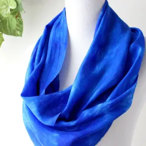 NEW! Hand Dyed Silk infinity Scarf in Cobalt Blue by Ten Thousand Dandelions