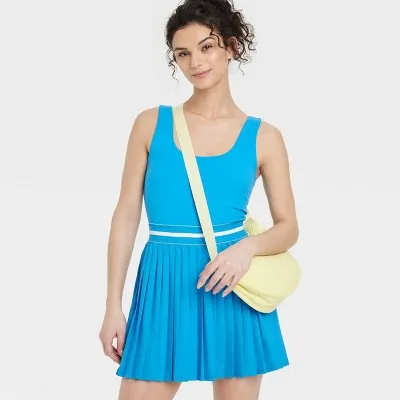 New - Women's Pleated Active Dress - All In Motion Blue S