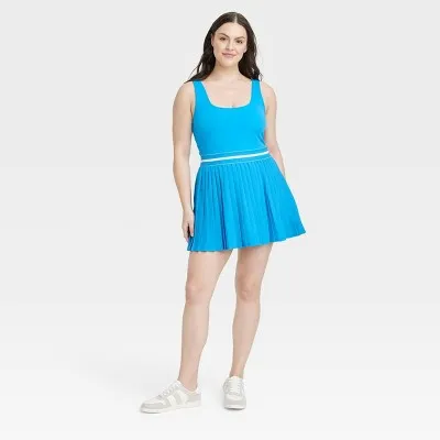 New - Women's Pleated Active Dress - All In Motion Blue S