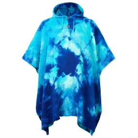 Numbiaranga - Llama Wool Unisex South American Handwoven Hooded Poncho - sky blue abstract pattern