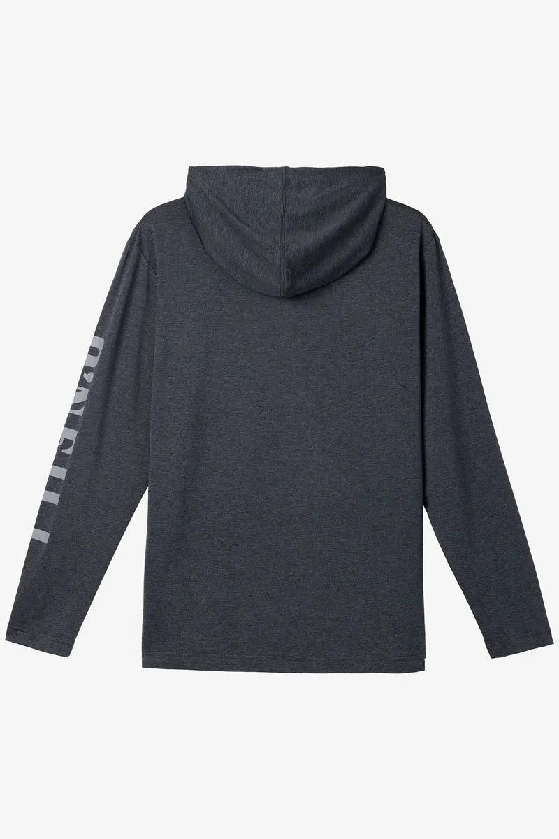 O'Neill Trvlr UPF Hooded Snap L/S Tee-Heather Black