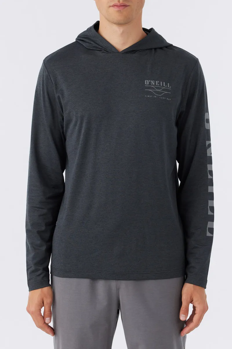 O'Neill Trvlr UPF Hooded Snap L/S Tee-Heather Black