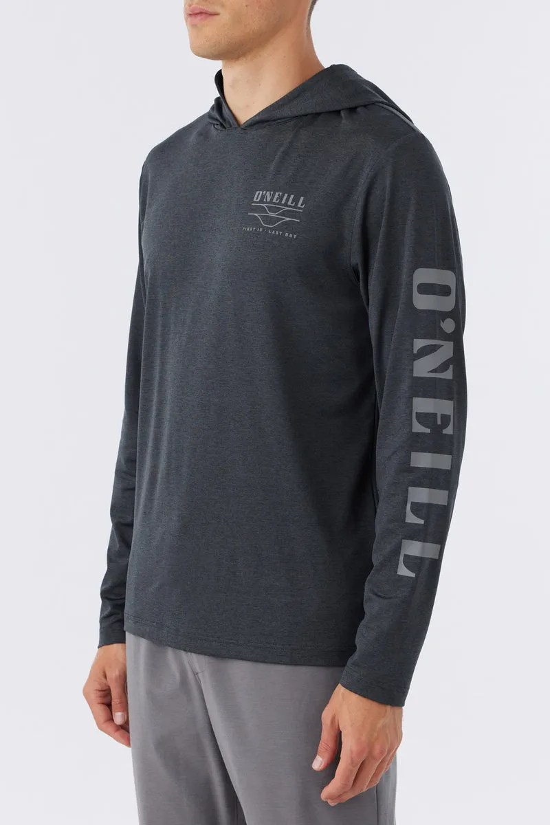 O'Neill Trvlr UPF Hooded Snap L/S Tee-Heather Black