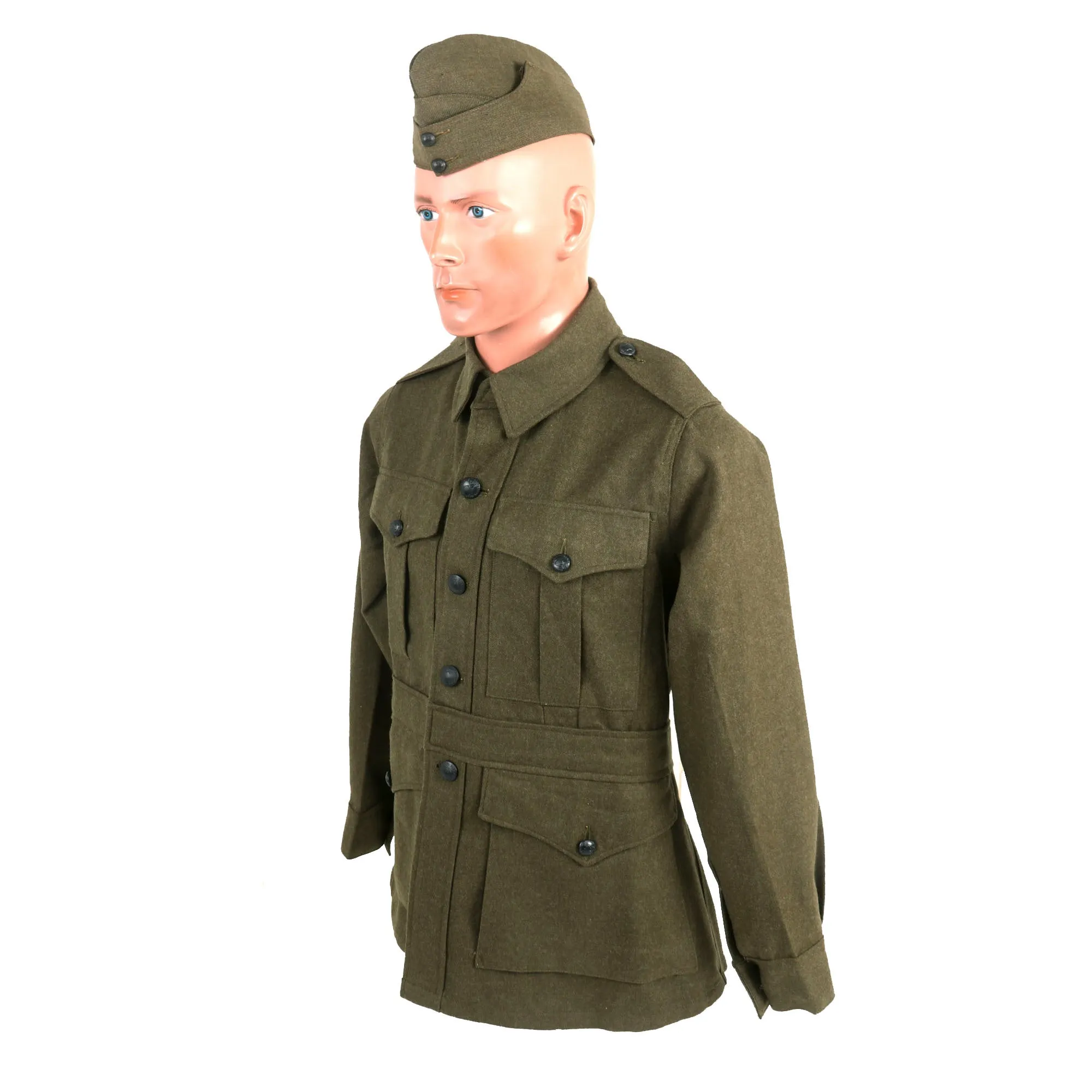 Original WWI Australian Imperial Force P-1917 Tunic with Wool Greatcoat, Overseas “Flat Cap” and Leg Gaiters