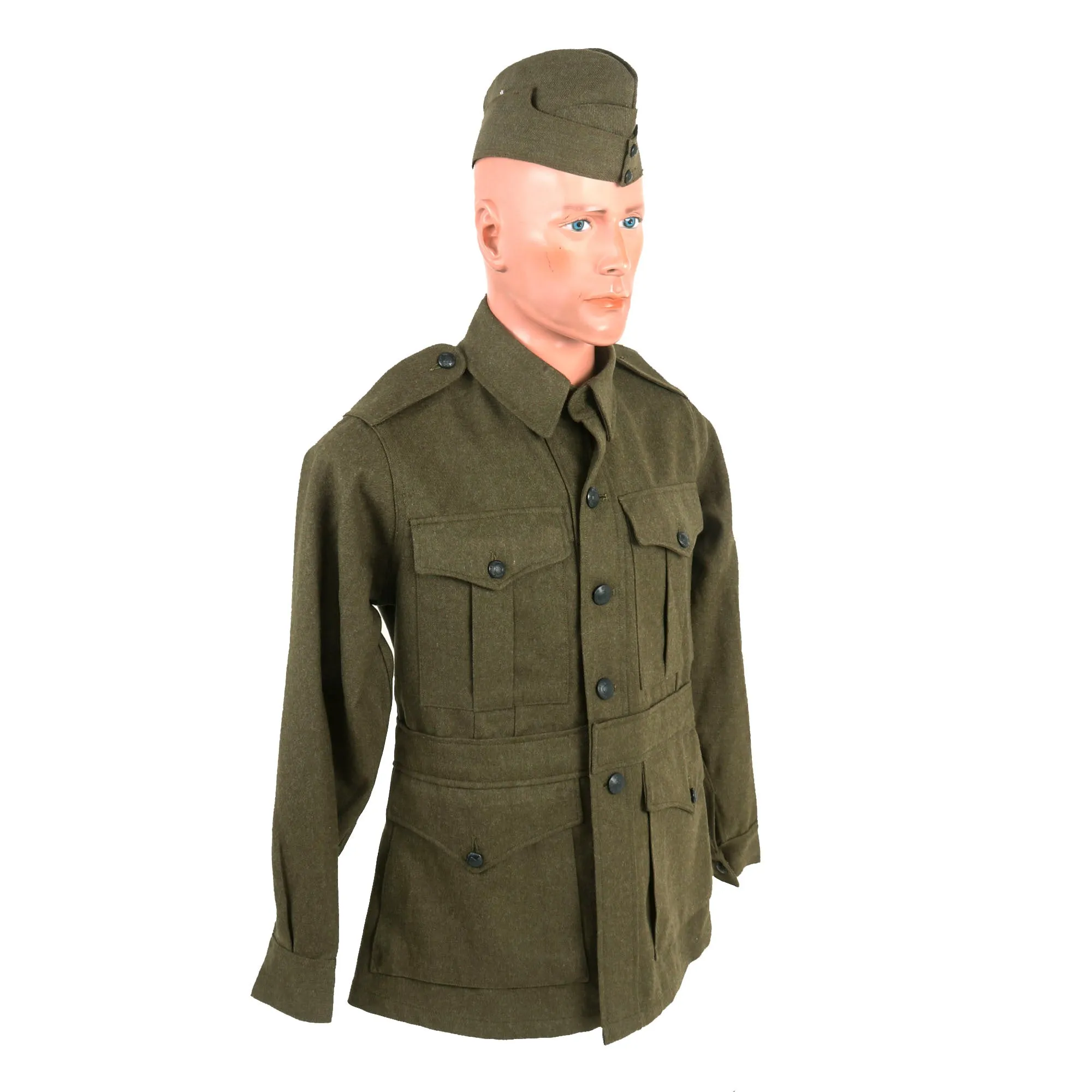 Original WWI Australian Imperial Force P-1917 Tunic with Wool Greatcoat, Overseas “Flat Cap” and Leg Gaiters