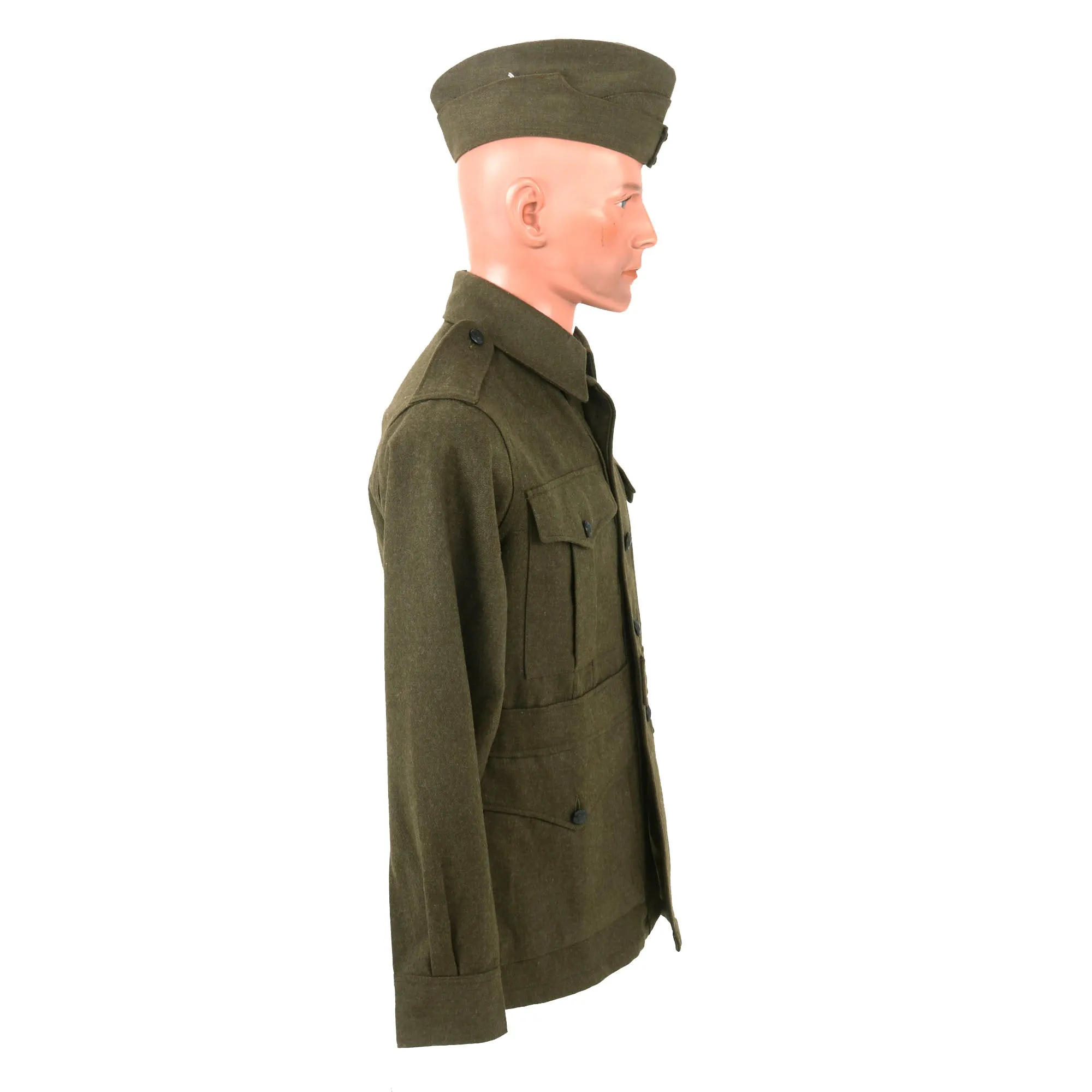 Original WWI Australian Imperial Force P-1917 Tunic with Wool Greatcoat, Overseas “Flat Cap” and Leg Gaiters