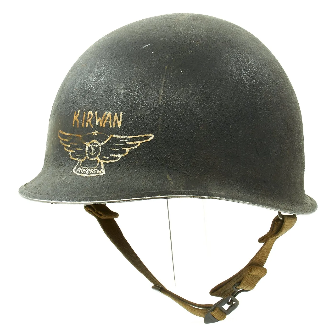 Original WWII U.S. Navy Flight Crew Named 1941 M1 McCord Fixed Bale Helmet with Westinghouse Liner