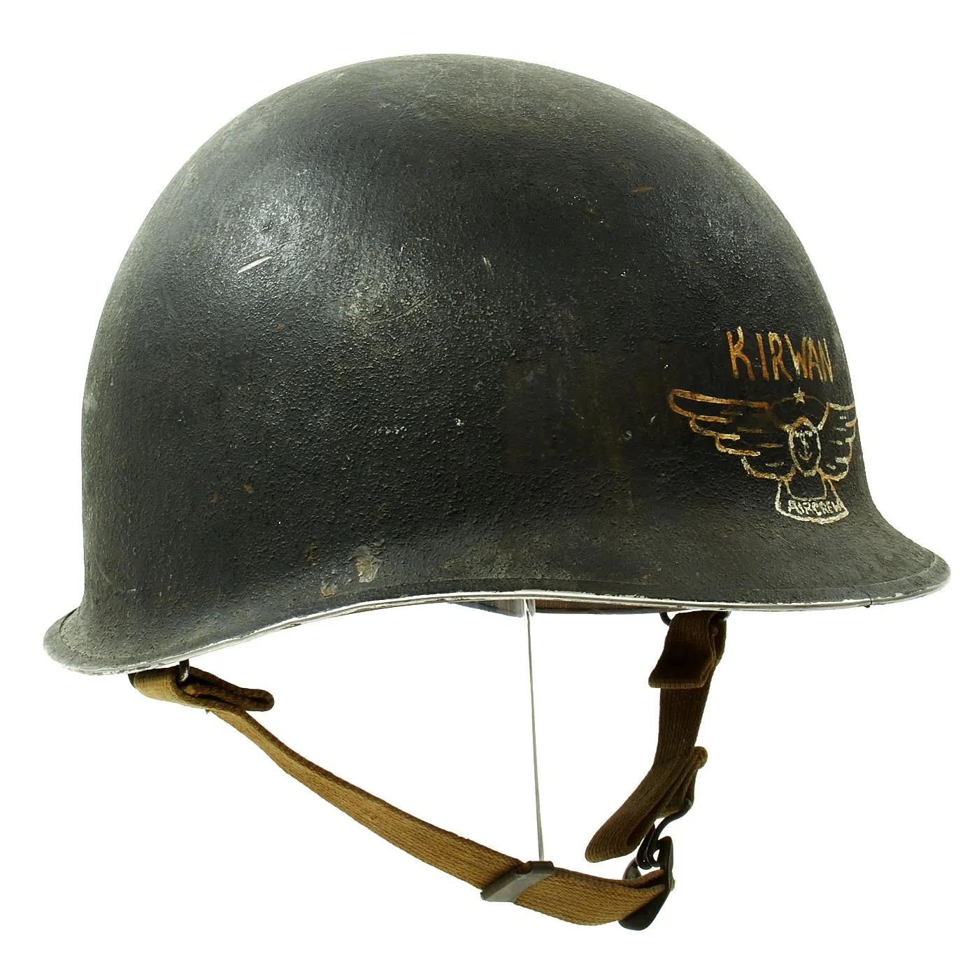 Original WWII U.S. Navy Flight Crew Named 1941 M1 McCord Fixed Bale Helmet with Westinghouse Liner