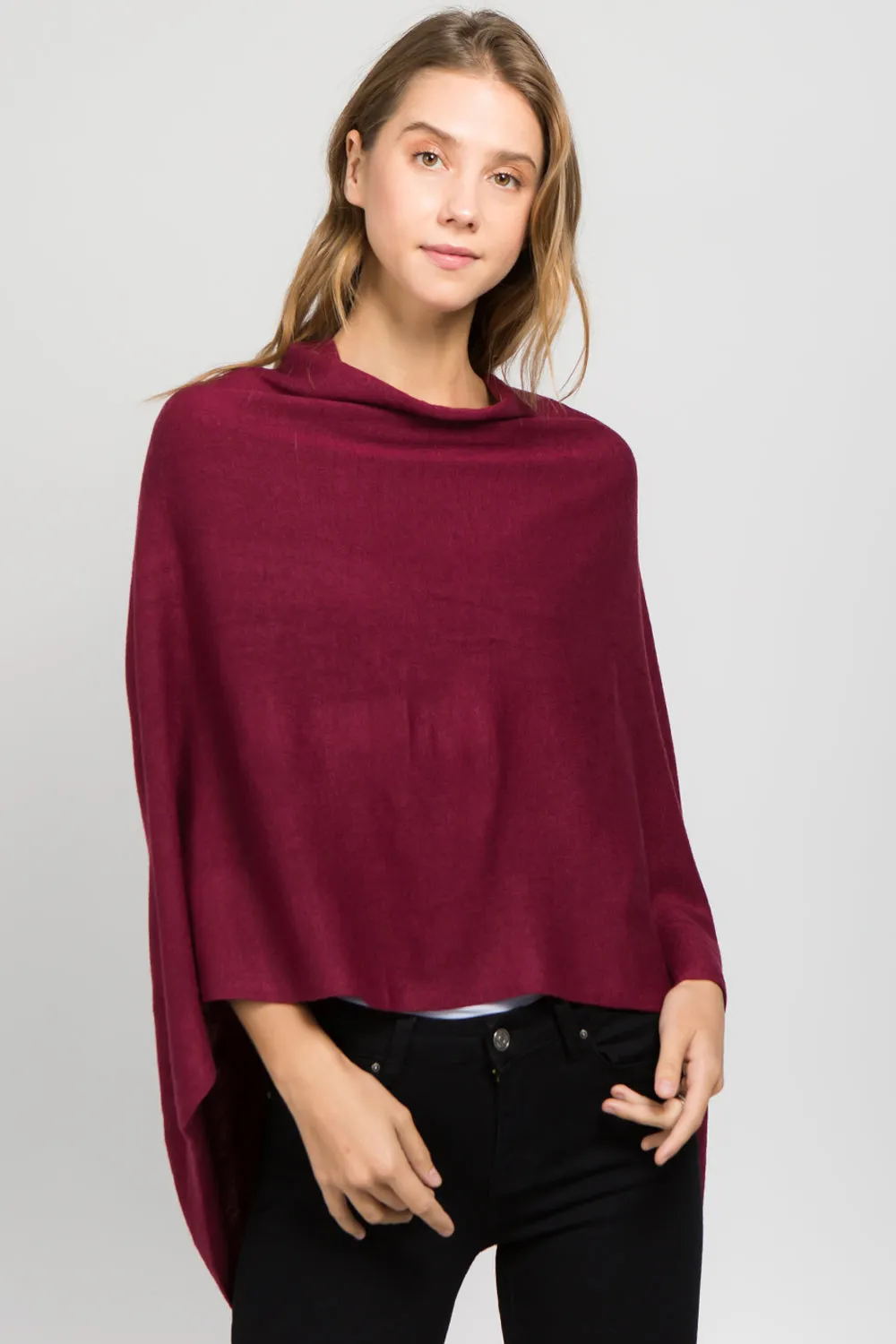 PA8672 solid color poncho