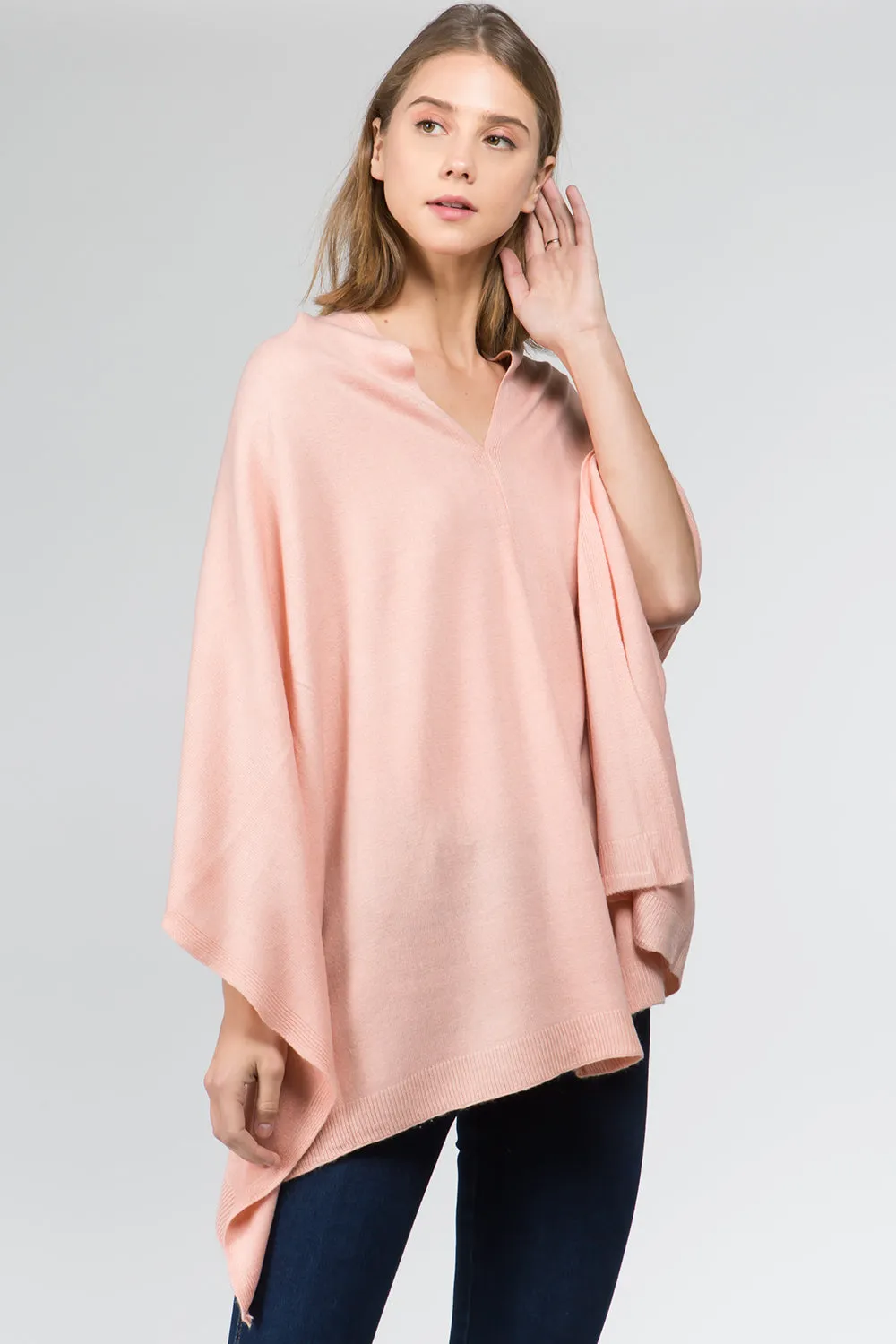 PA8672 solid color poncho