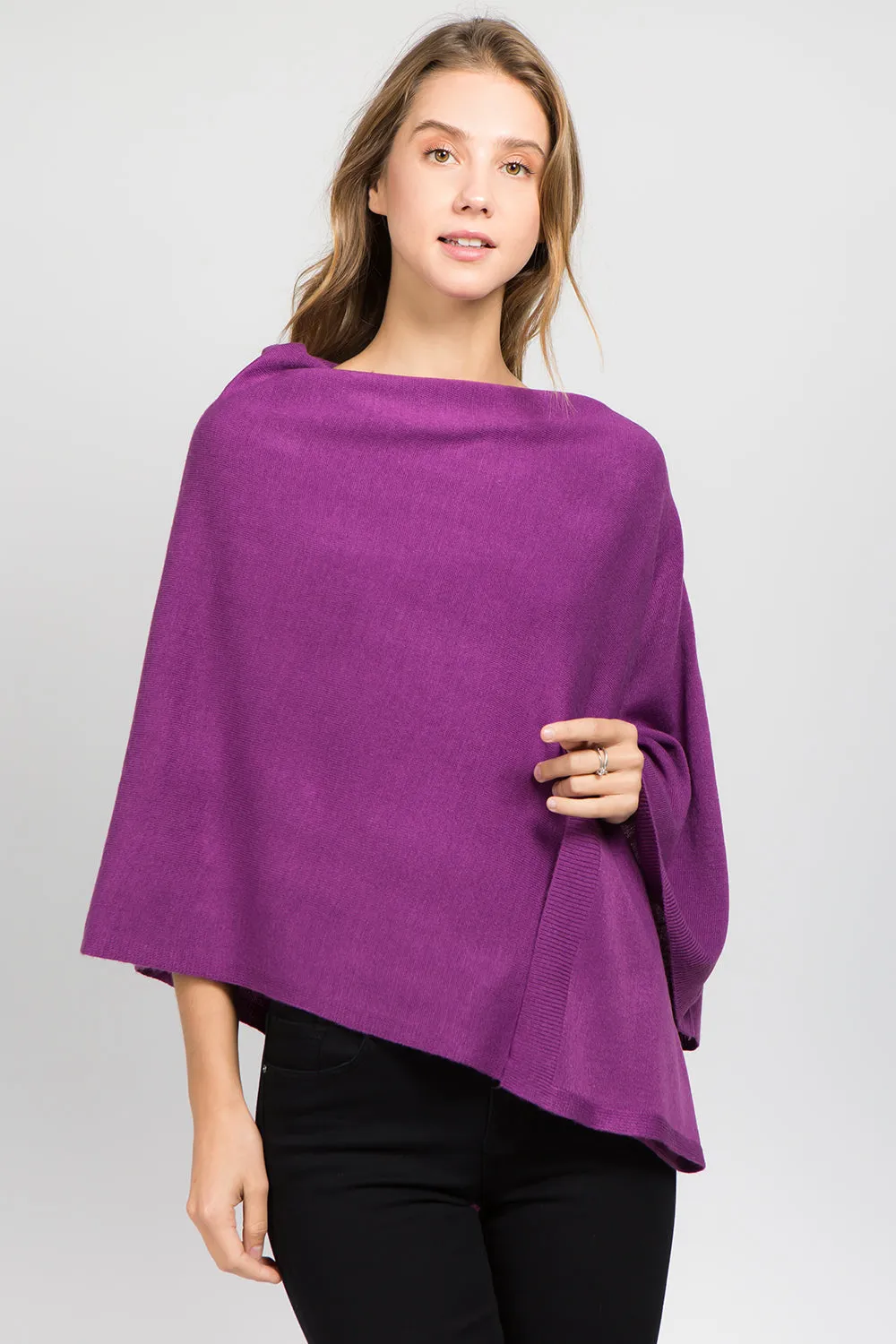 PA8672 solid color poncho