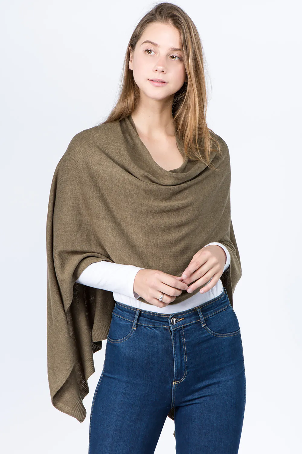 PA8672 solid color poncho