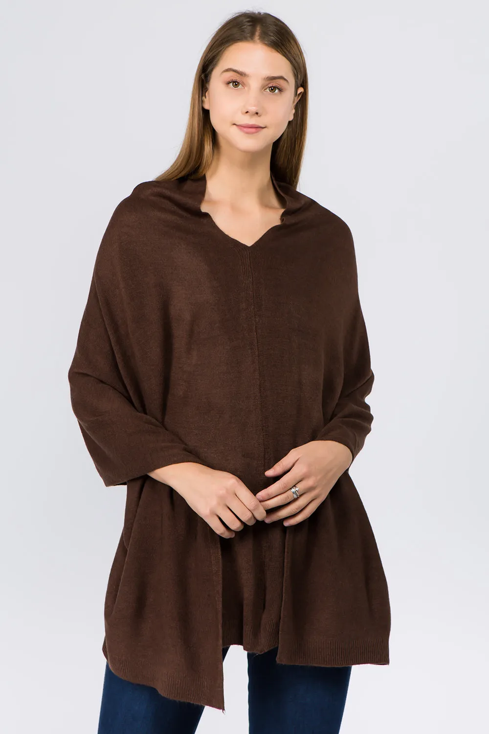 PA8672 solid color poncho