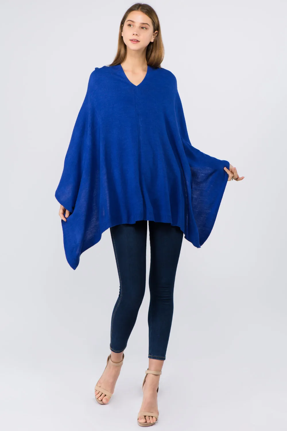 PA8672 solid color poncho