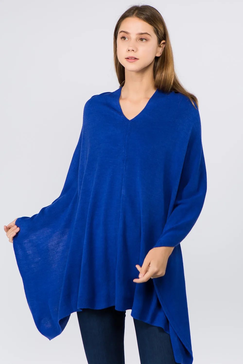 PA8672 solid color poncho