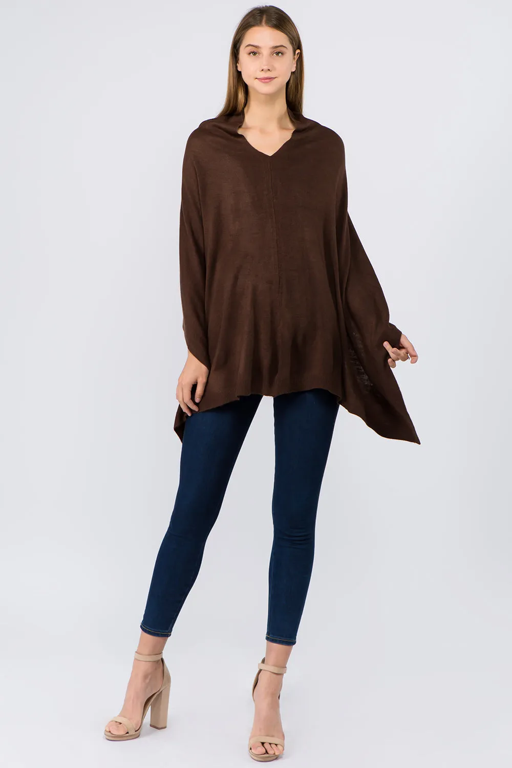 PA8672 solid color poncho