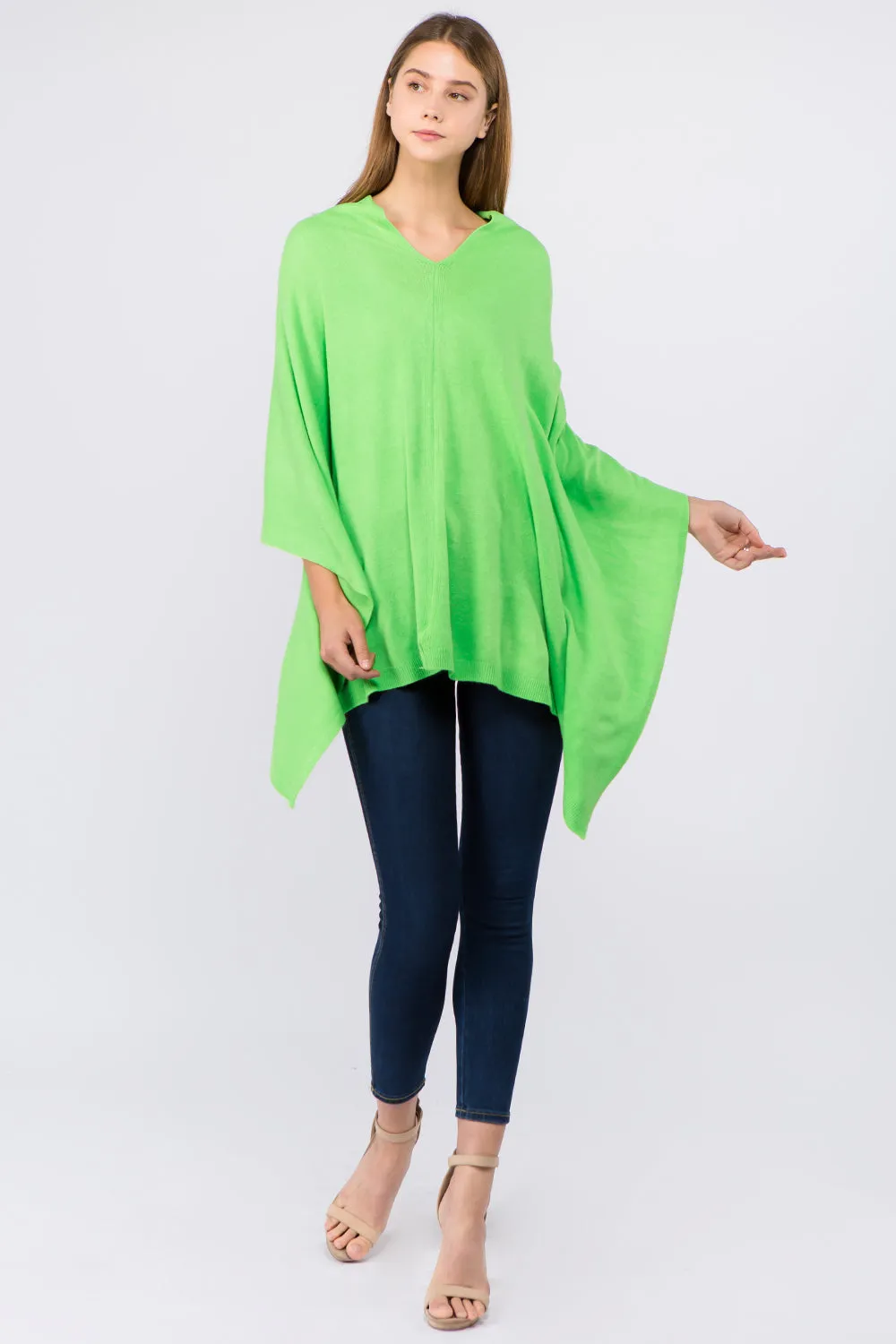 PA8672 solid color poncho